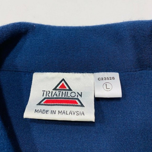 Triathlon Brand Full Zip Jacket Jersey Sweatshirt Mock Neck Blue White‎ Yellow L - Picture 3 of 11